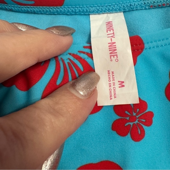 Ninety-Nine Blue Red Floral Bikini Set – Top L, Bottom M - Picture 5 of 7